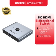 UNITEK 8K HDMI Bidirectional Switch with Up to Resolution 8K@60Hz / One-key Button for Quick Change