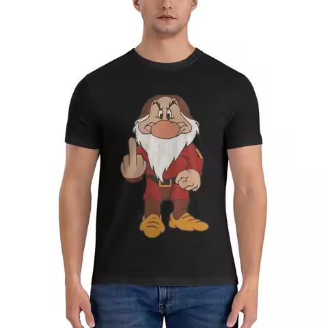 Grumpy Dwarf T-Shirt for Men Cotton Oversized T Shirts Men's Tees Short O-Neck Summer Clothes Tops S
