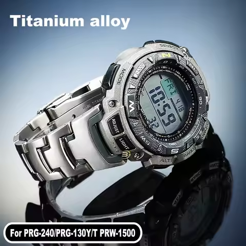 For Casio PRG-240 PRG-130Y/T PRW-1500 modified titanium alloy Watch band men's high-quality metal st