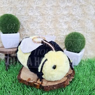 GANTUNGAN Yellow Bee Doll Keychain Silver Bee Wings Keychain Blin
