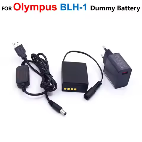 PS-BLH-1 BLH1 Dummy Battery DC Coupler+Power Bank USB Cable+5V Adapter Charger For Olympus EM1 MARK 