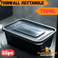 Thinwall Rectangle 750ml Black 25pc Thinwal 750 Food Container/ BlackML