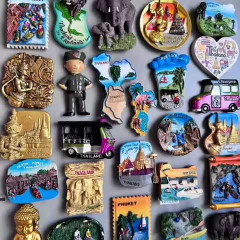Thailand Fridge Magnets Tourism Souvenir Elephant Bangkok Travel Gifts Floating Market Chiangmai Phu