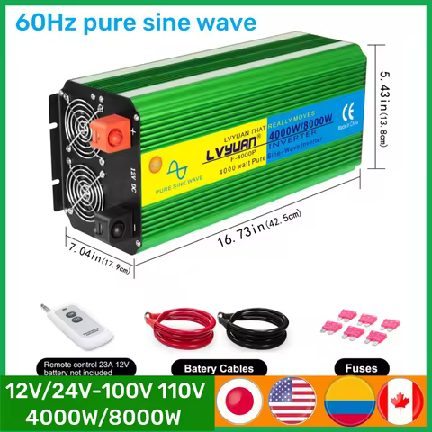 LVYUAN Pure Sine Wave Inverter 4000W/8000W DC12V/24V To AC220V/110V 50Hz/60Hz Frequency Swith Remote
