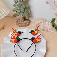 Christmas Headband Deer Antlers And 2-Color Wool Ears