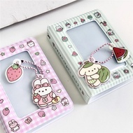 40 Slots Mini Photo Album Cute Strawberry Rabbit Kpop Idol Photocard Holder Books Square Hollow Out Card Binder Collection Books