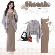 3 IN 1 Korean Style Simple Teenage Set (Outer Arwen + Inner Dress + Bag) Non-Hijab Outfit SET TD 461