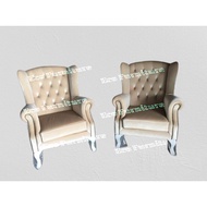 Kerusi Baldu Velvet Wing Chair 1 Seater Arm Chair Chesterfield Wing Chair