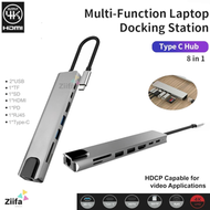 其他品牌 - 8合1 Type-C 多功能集線器｜便攜式｜擴展器｜讀卡器｜擴展座｜電腦擴展塢｜PD 100W｜HDMI-4K｜LAN ｜TF/SD｜USB-A｜RJ45