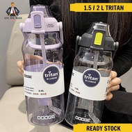 1500ml 2000ml Dodge Botol Air Minuman Tritan Bekas Botol Air Water Drinking Bottle 2L With Straw Pla