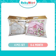 4pcs Newborn Gift Set Baby Hamper Set Hadiah Newborn Bayi Baru Lahir Gift Box Girl and Boy for 0-6 months Premium Cotton