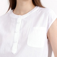 NE Double S Sleeveless Top With Collar Button Fastening And Curved Hemline Design (SB1-2508-0004)