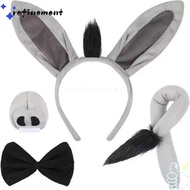 REFINEMENT 4PCS Donkey Costume Set, Funny Bow Tie Donkey Headband,  Animal Tail Nose Donkey Ears Hea