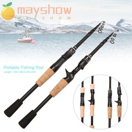 MAYSHOW Telescopic fishing rod, fiberglass Casting Portable Fishing Rod,  1.5M-2.4M Spinning Mini fiberglass Lure Rod Travel Fishing Equipment