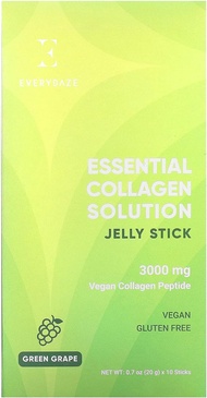 EVERYDAZE Essential Collagen Solution Jelly Stick | Vegan Collagen Peptide | Green Grape | 10 Packs 
