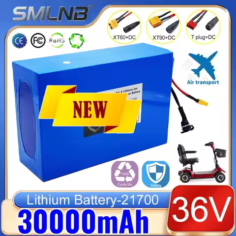 💖36V 30Ah 10s6p 21700 Lithium Battery Pack 42V 500w 800w 1000w 1200w 1500w Batteries Cell Built in B