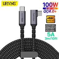 URVNS 90 Degree Elbow USB C to USB C Cable,Type c USB3.1 Cable 10Gbps USB-C 3.1 Gen 2 Cable 4K Video Cord 100W PD Fast Charging Compatible for Samsung T7/T5/X5 SSD,MacBook Pro,Mobile Hard Drive