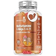MaxMedix Multivitamin Gummy Bears for Children - With Omega 3, 6, 9, Iodine &amp; Zinc - 120 Vitamin Gummies - Vitamin C, D3, B - Vegetarian &amp; Tested Ingredients - No Gelatin &amp; Additives