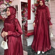 ^ K-FASHION Gamis Set Hijab Terbaru Kekinian Modern Simple Elegan Baju Wanita Model Baru Viral Outfi