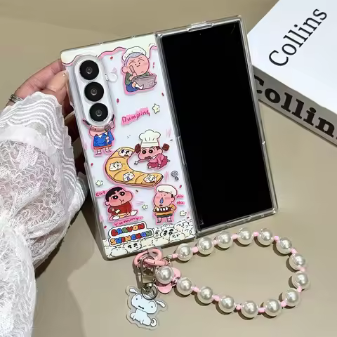 Korean Stripes Crayon Shin-chan Phone case for Samsung Galaxy Z Fold 8 Fold 3 4 5 6 7 Fold 8 Ultra 8
