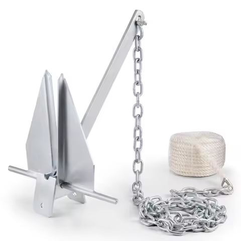 SucceBuy Fluke Style Anchor Kit 13 LBS Hot-Dipped Galvanized Steel Fluke Anchor with 7.9' Chain 101'