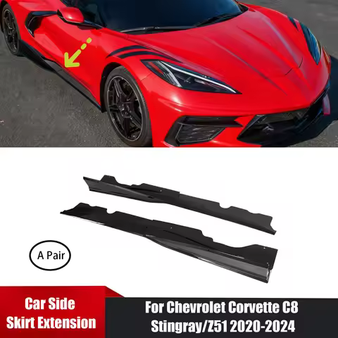 For Chevrolet Corvette C8 Stingray/Z51 2020-2024 A Pair of 6PCS Car Side Skirt Extension Body Kit AB