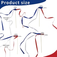 July 4th Patriotic Ribbon Streamer Wands - 20pcs American Flag Ribbon Sticks, Patriotic Independence