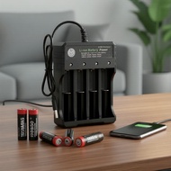 Ankndo 3.7V Rechargeable Battery Charger USB 1/2/4 Slots for 18650 18500 18350