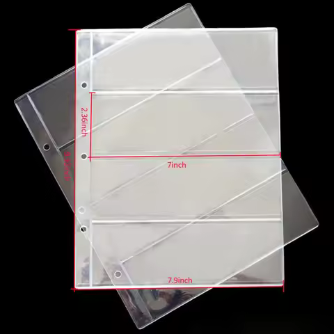 4 Pockets Paper Money Page Album Collector Currency Leaf Loose PVC Protector Sleeves Banknotes Bill 