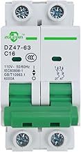 ZGLEDUN AC Miniature Circuit Breaker, 2 pole 16 Amp, 12-240VAC, 6kA Din Rail Mount Breaker with Ther