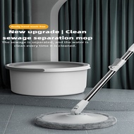 [6 Mop Pads]Hands-free Self Cleaning Spin Mop Bucket