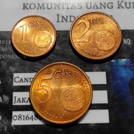 Koin Asing Euro Set 1 cent 2 Cent 5 Cent