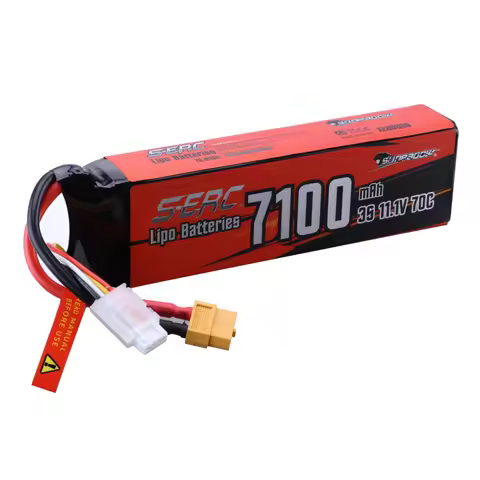 SUNPADOW 3S Lipo Battery 7100mAh 11.1V 70C Soft Pack Rechargeable with XT60 for RC Vehicles Car Plan