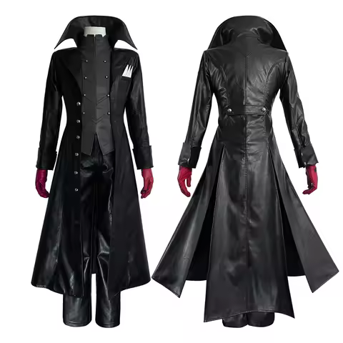 HOLOUN P5 Game Ren Amamiya Cosplay Costume Wig Mask Joker Faux Leather Coat Pants Vest Gloves Daily 