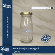 250ML CLEAR GLASS JUICE JAR BOTTLE WITH GOLD CAP Juice Bottle/ Coffee Bottle/ Syrup Bottle/ AIRTIGHT