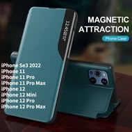 For iPhone 12 Pro Max iPhone 11 Pro Max iPhone Se3 Case Smart View Leather Flip Phone Cover iPhone 12 Mini iPhone 12 Pro iPhone 11 Pro Magnetic Book Stand Phone Case