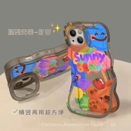 Apple 16promax Colorful Graffiti Bear Phone Case iPhone13/14/15max Dual Bracket se4/7/8 J5XK