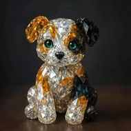 cod Fake Crystal Animal Sculpture Clear Glass Dog Cat Owl Eagle Leopard Figurine Statue Home Office 