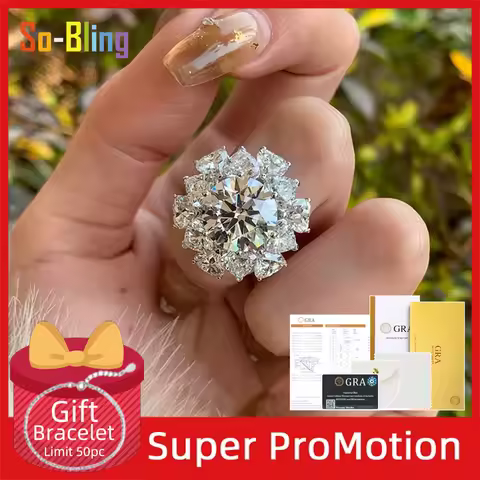 So-Bling 5ct Moissanite Ring 925 Sterling Silver Rings with Gra Certificate for Women Elegant Fine L