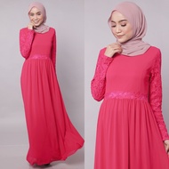 Muslimah Moden Princess Lace Chiffon Jubah Long Dress