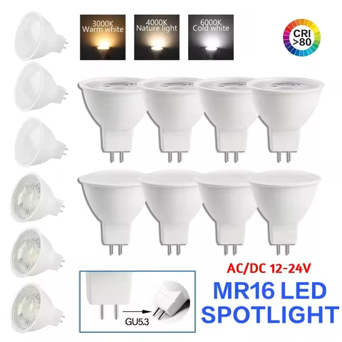 1-20pcs MR16 LED Spotlight GU5.3 12V/24V AC/DC Power 3W-8W 38°120° Beam Angle Replace 50W Halogen La