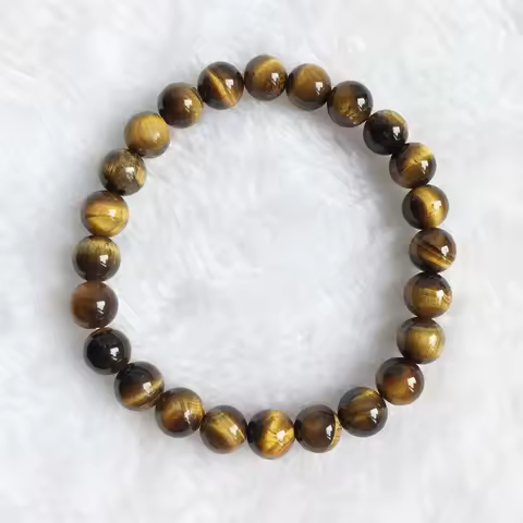8MM Tiger Eye Bracelet Minimalist Natural Stone Blood Circulation Stimulate Enthusiasm Health Care J