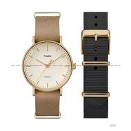 TIMEX TW2P98400SET Women's Analog Watch Weekender 37mm slip-thru nato strap gift box set *Original