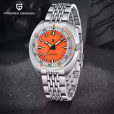 PAGANI DESIGN Men's Automatic Mechanical Watch 8215 Sapphire AR Stainless Steel 300m Divers Waterpro