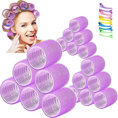 Self-Grip Hair Rollers Heatless Hair Curlers No Heat Hair Bang Volume Self-adhesive Hook &amp Loop D