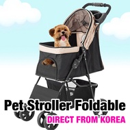 [PET STROLLER] One-Touch Foldable Soft Padded Seat Smooth Wheels / Dog Stroller Trolley / Dog Stroll