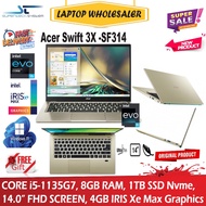 Acer Swift 3X Ultra-thin Laptop | SF314-510G | Gold (Core i5-11 Gen Quad-core, 8GB LPDRam, 1TB Nvme SSD, 4GB Iris Xe Max