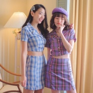 set Of Crop Top Skirt Plaid Pattern anything.xoxo Shop