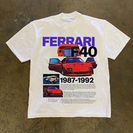Ferrari F40 White Streetwear Retro T-shirt Combed Premium 24s Men and Women