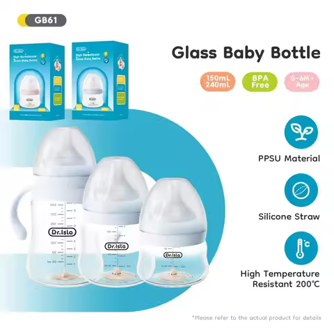 Baby Glass Bottle High Borosilicate 80/160/240ml Wide-mouthed Anti-bloating Clear Scale Newborn Feed